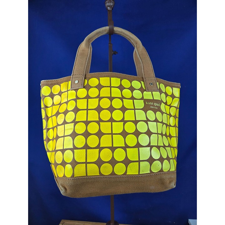 Kate Spade Geometric dot Tracy Canvas tote handbag satchel purse
