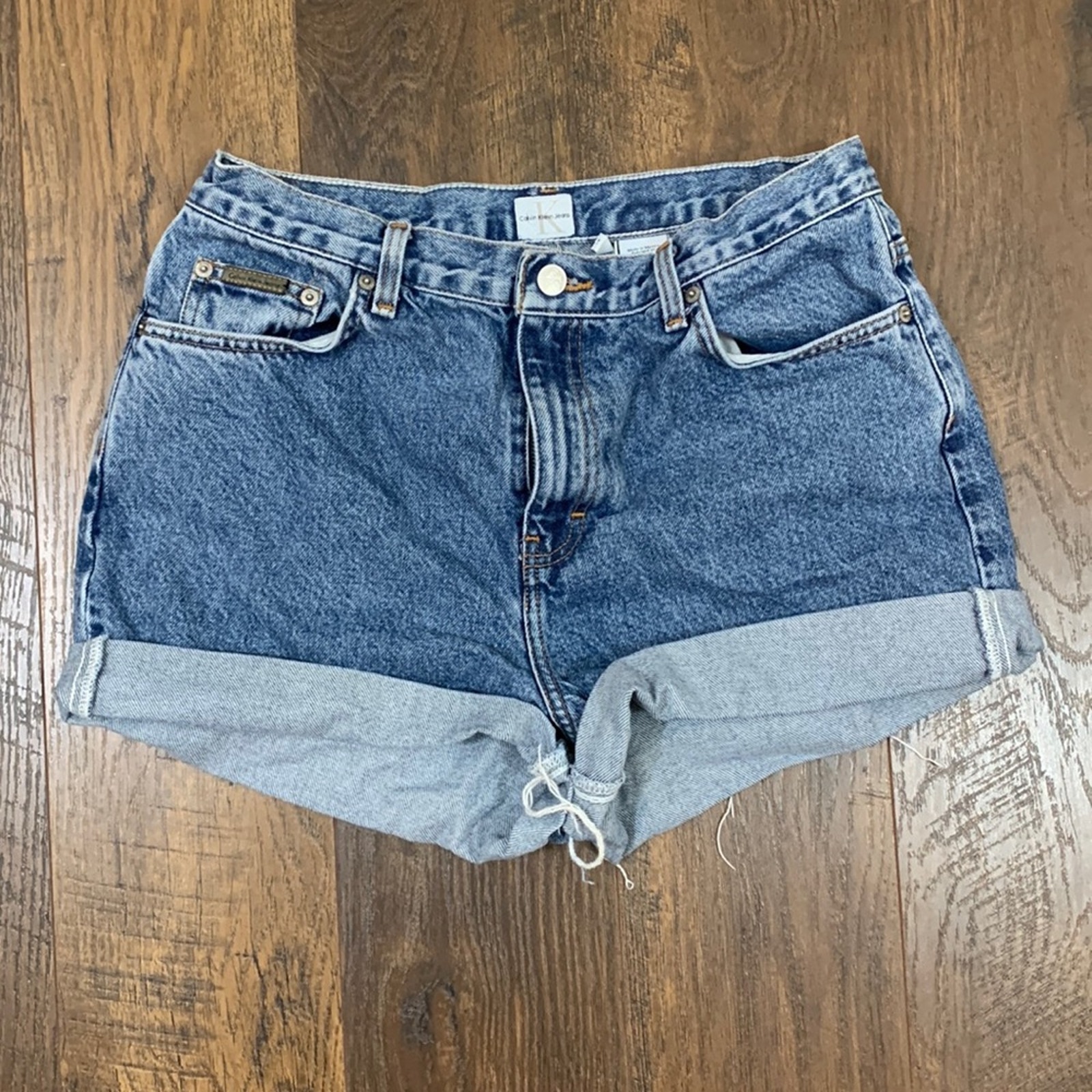 Calvin Klein Vintage Double Stone Wash Classic 5 Pocket Cutoff Jean Shorts