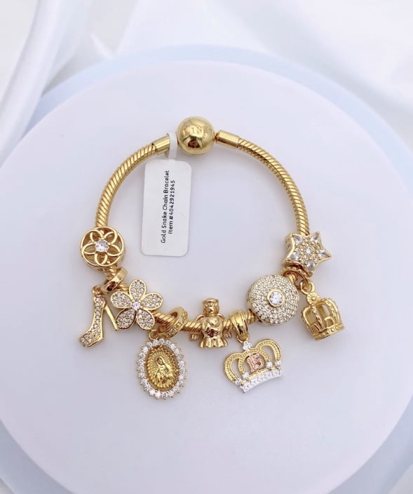 Linx Yellow Gold Bracelet with Quinceanera Themed Charms