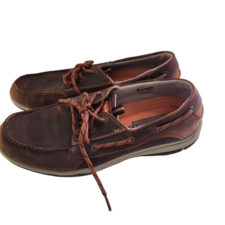 Skechers Relax Fit Memory Foam Leather Boat Shoes Size 12