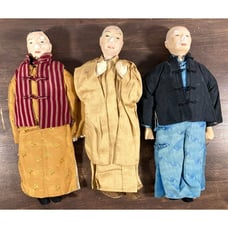 Lot of 3 CHINESE MEN Composition & Cloth DOLLS 10 Antique Character Man Opera