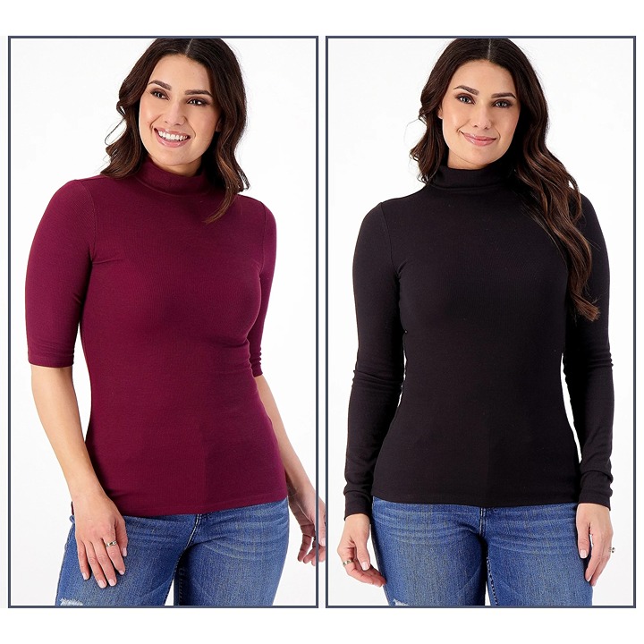 Studio Park x Courtney Khondabi set of 2 Knit Tops Dark Cherry Black Womens XS