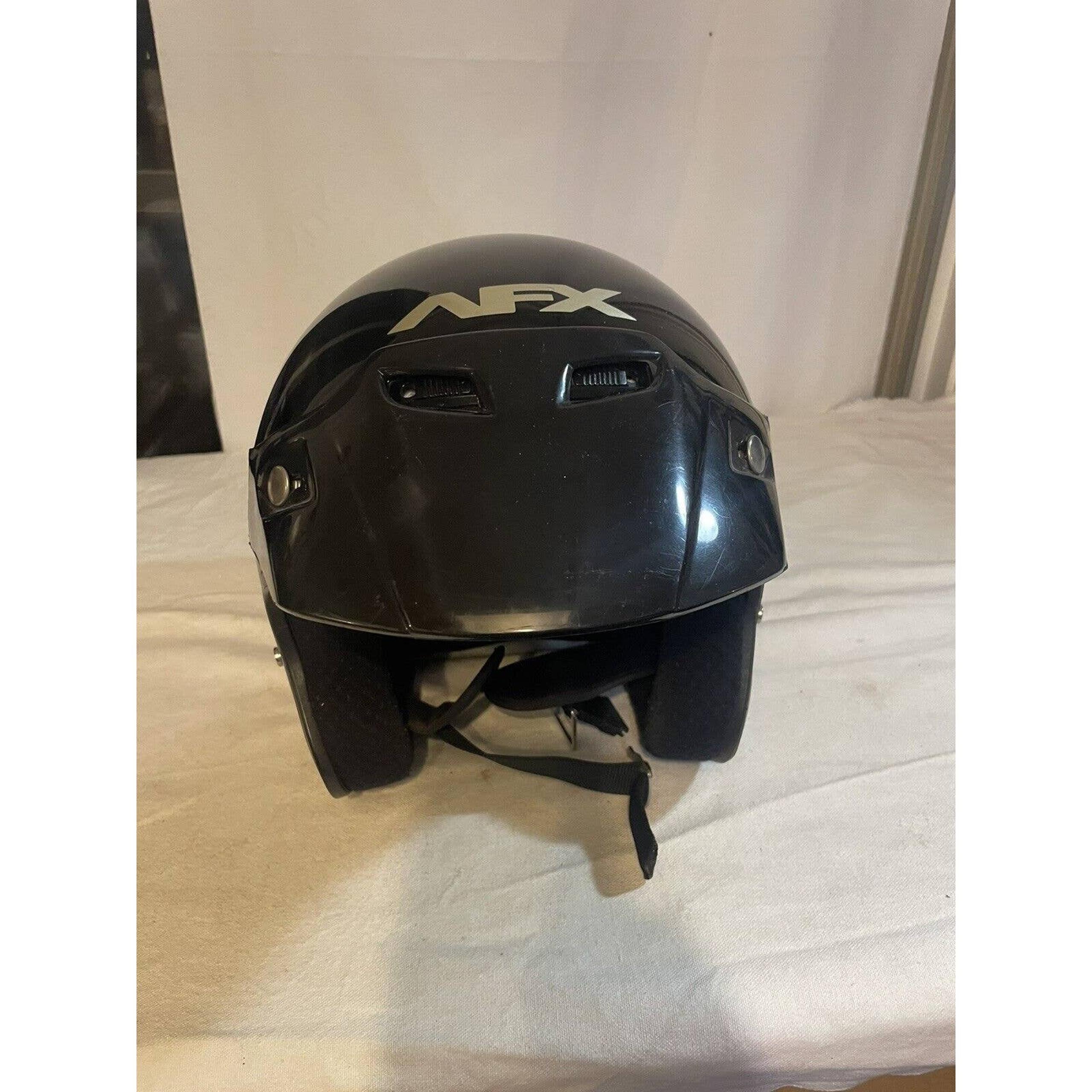 AFX FX-5 Black Motorcycle Helmet Adult Size Small Visor DOT Approved Open Face