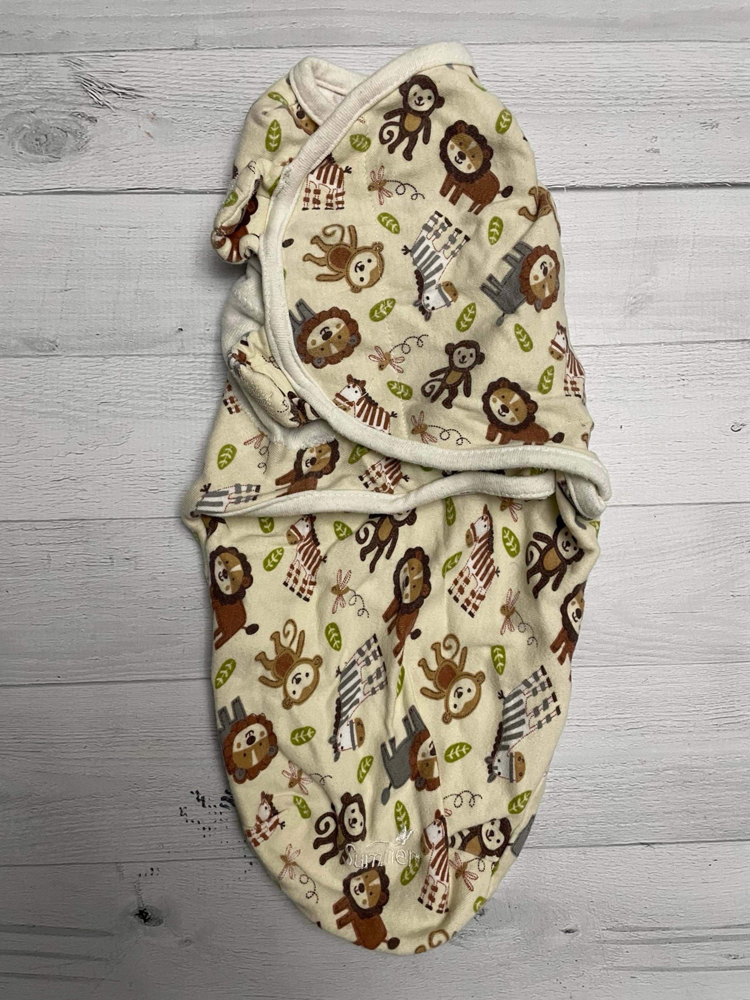 Summer infant Swaddle me monkey giraffe lion Velcro swaddle blanket s/m 7-14lbs