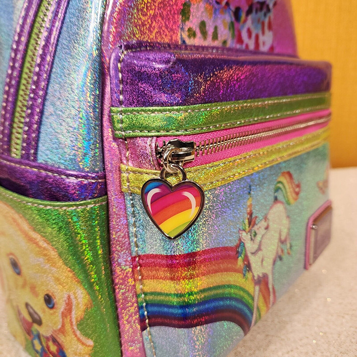 Best Price in Town - Loungefly Lisa Frank Color Block Holographic Glitter Mini Backpack NEW - Mid-Season:£61[hoWomen_2592903ua]