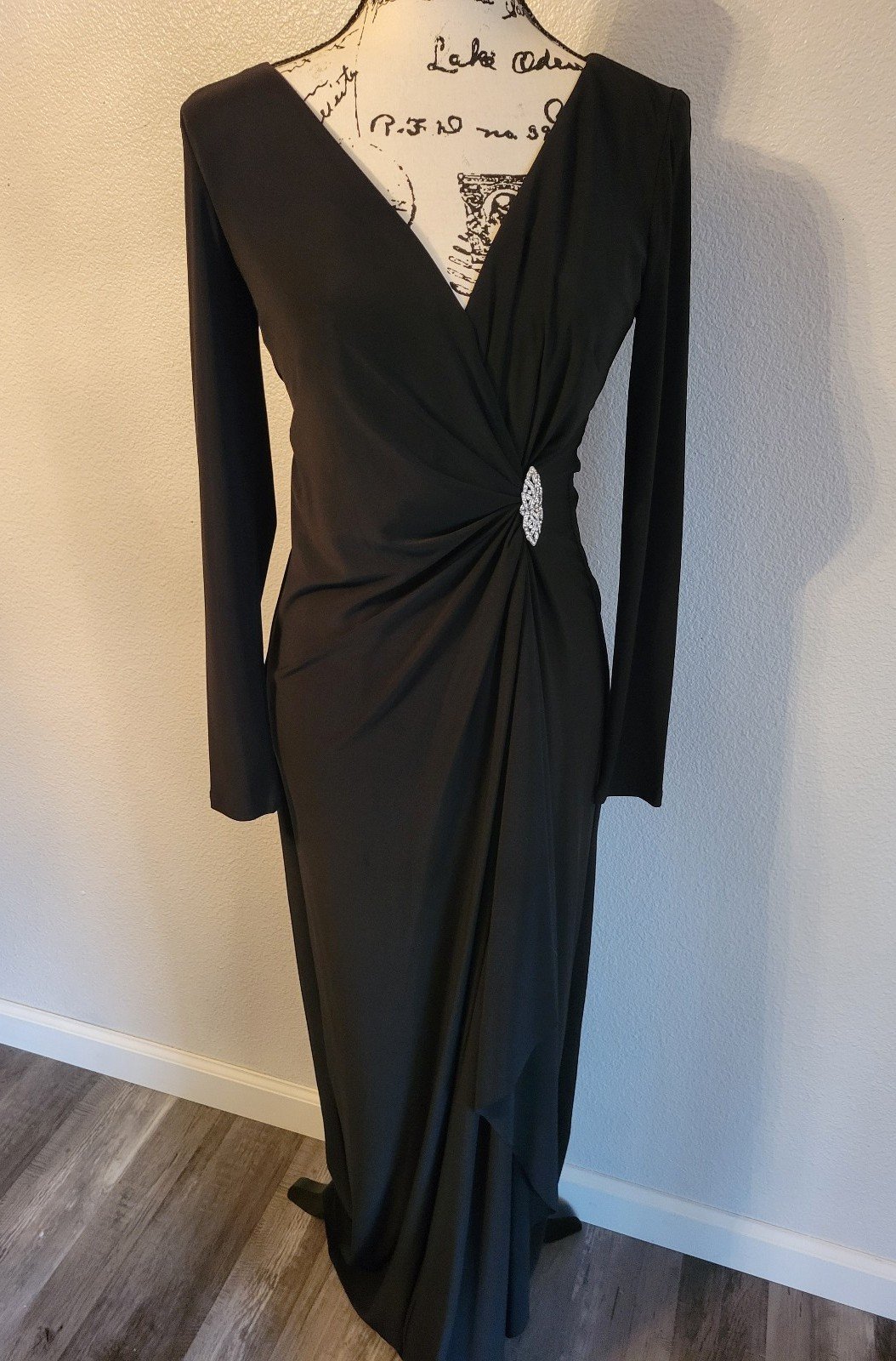 Ralph Lauren Faux Wrap Evening Gown with Rhinestone Embellishment, Size 2
