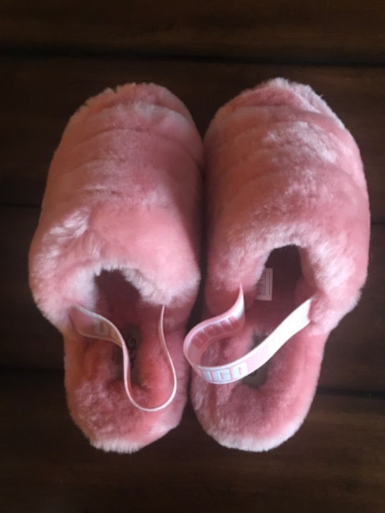 Furry pink ugg slippers