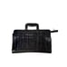 Mid Century Pleated Black Leather Messanger Bag Clutch Laptop Briefcase Vintage