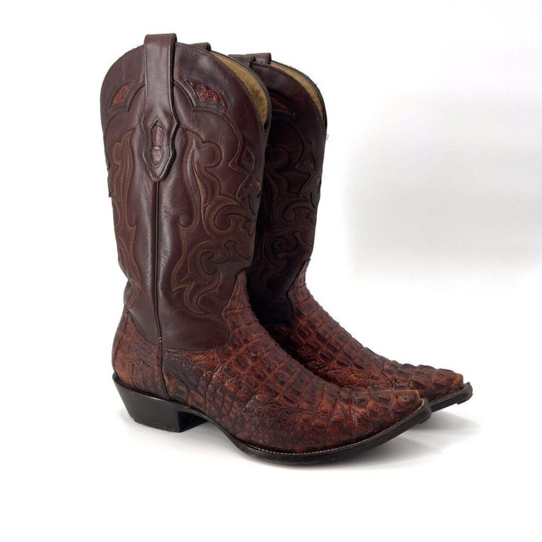 Corral Caiman Alligator Leather Cowboy Boots Mens Snip Toe Brown 11 Gator