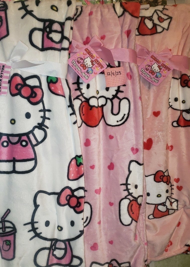 Hello Kitty Valentines Throw Blankets(2) & 1 Strawberry Milk Shake PRICE IS FIRM