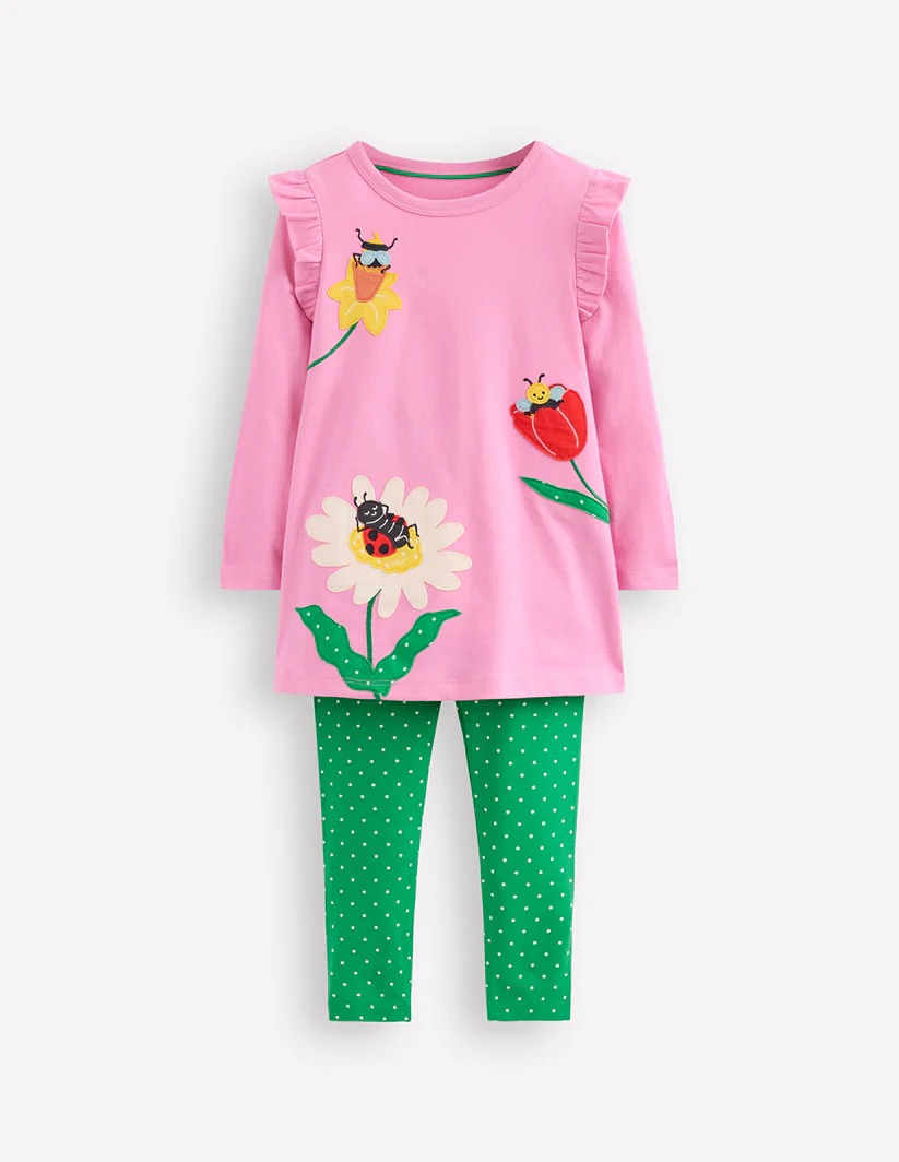 NWOT Mini Boden Appliqué Tunic and Legging Set 3-4Y