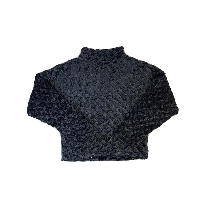 VTG 90s Streetwear Womens One Size Chenille Turtleneck Dolman Sweater Black