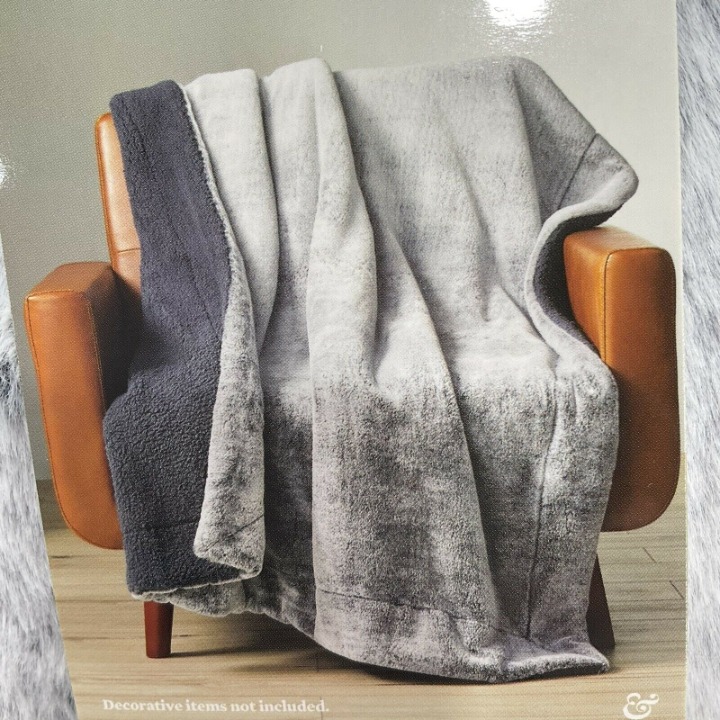 Better Homes & Gardens Blanket Faux Fur & Sherpa Throw 60 Gray Wolf Animal Nwt
