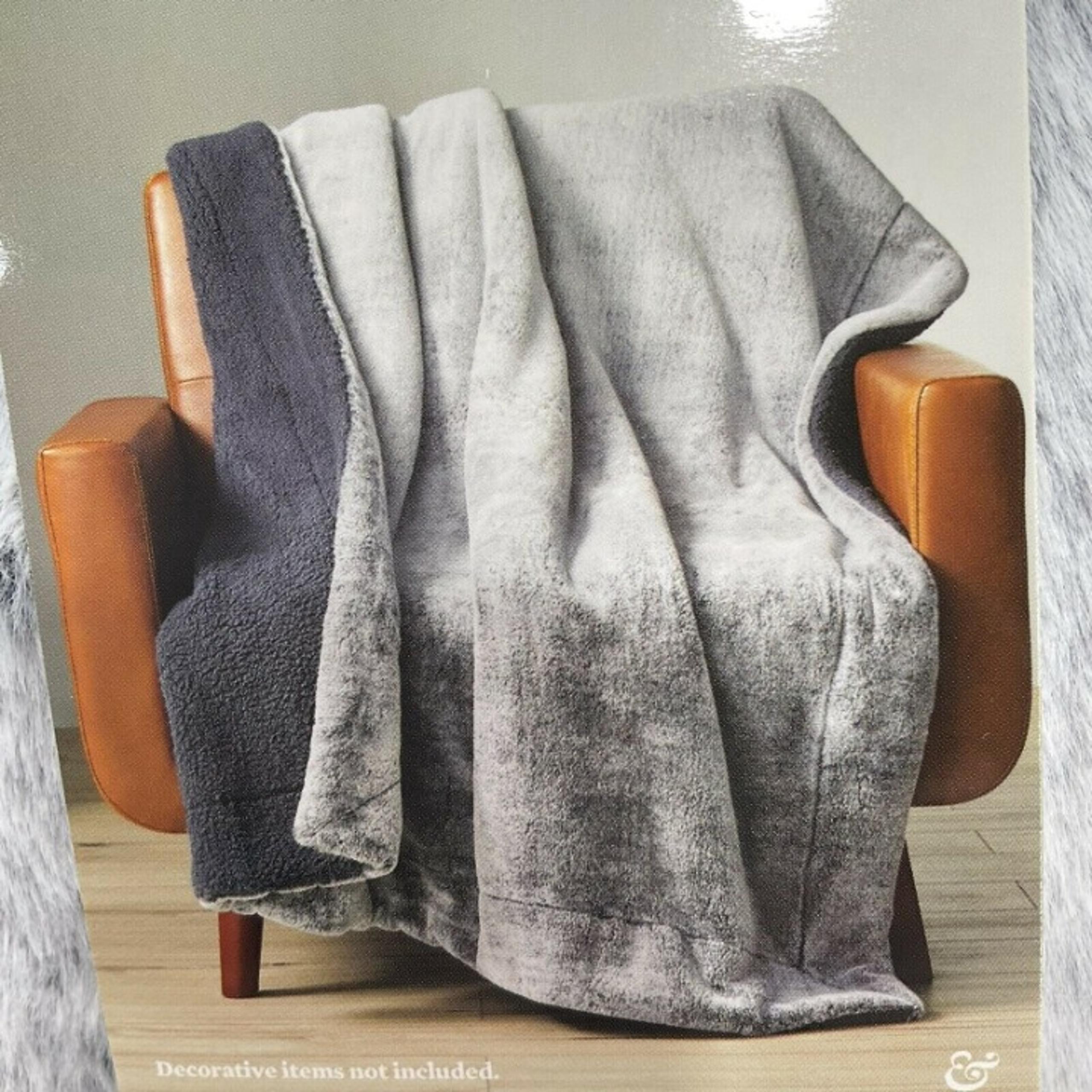 Better Homes & Gardens Blanket Faux Fur & Sherpa Throw 60" Gray Wolf Animal Nwt