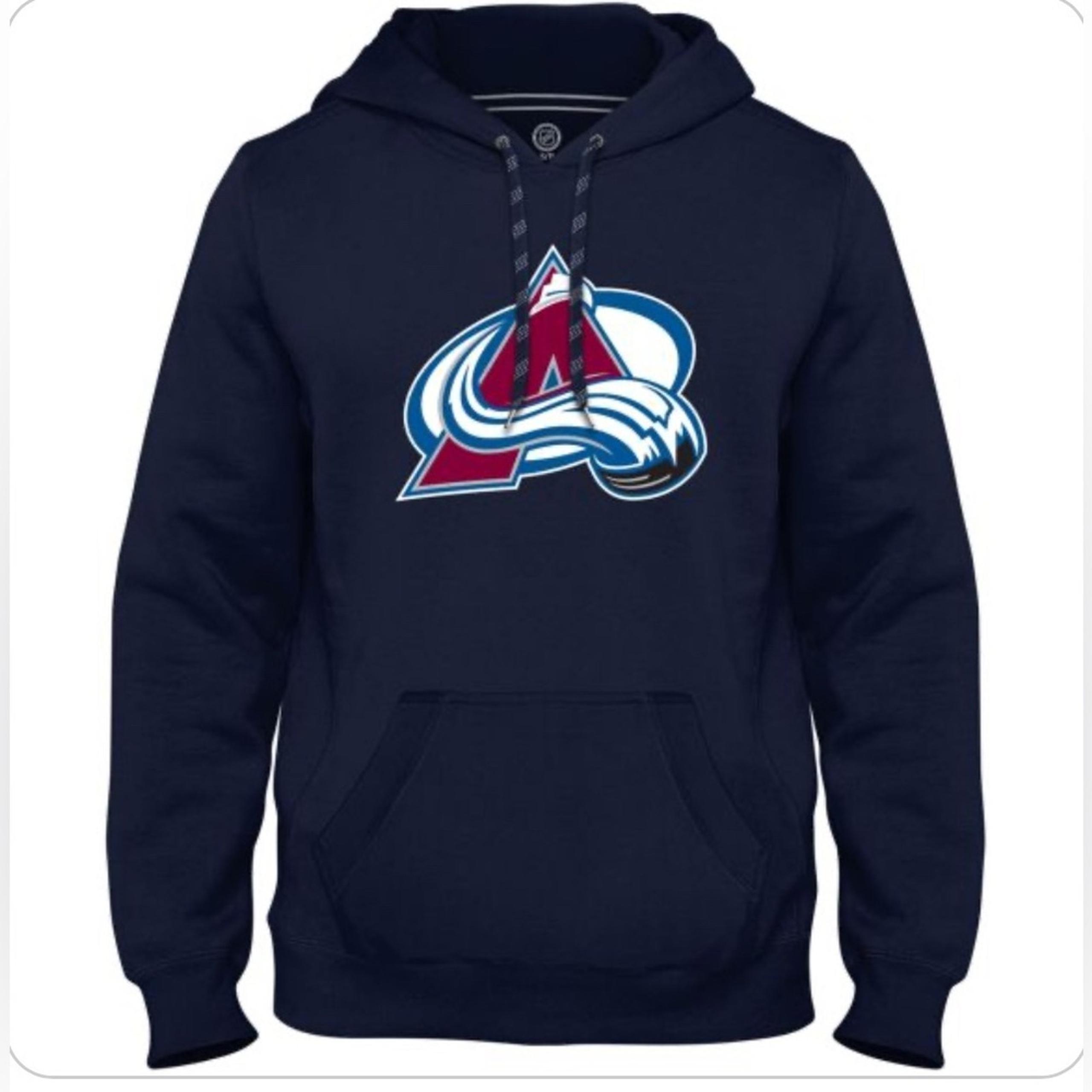 Colorado Avalanche NHL Express Twill Logo Hoodie Sweatshirt, Navy, Size Medium