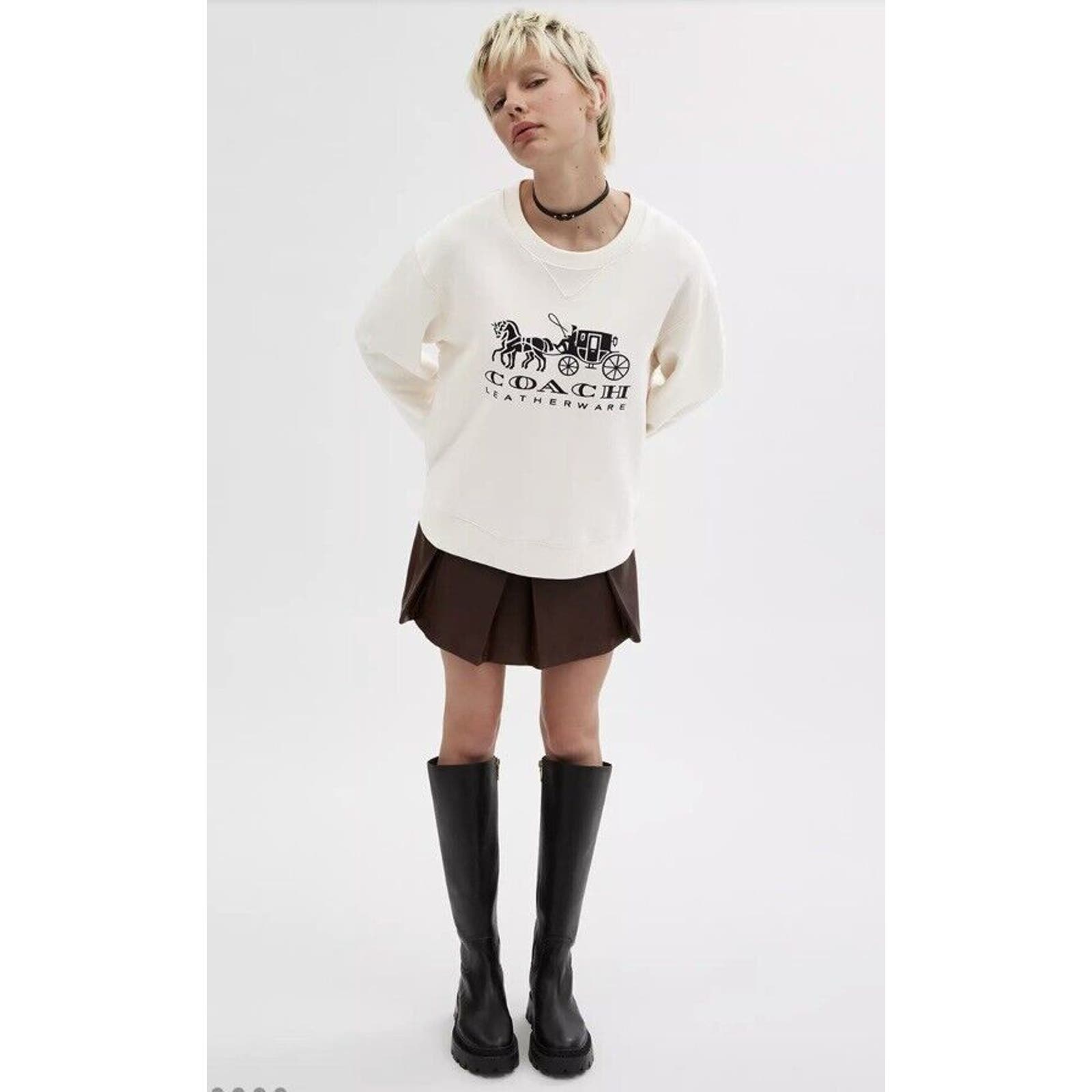 Coach Sweatshirt Horse And Carriage Crewneck Size S Logo Graphic Unisex White