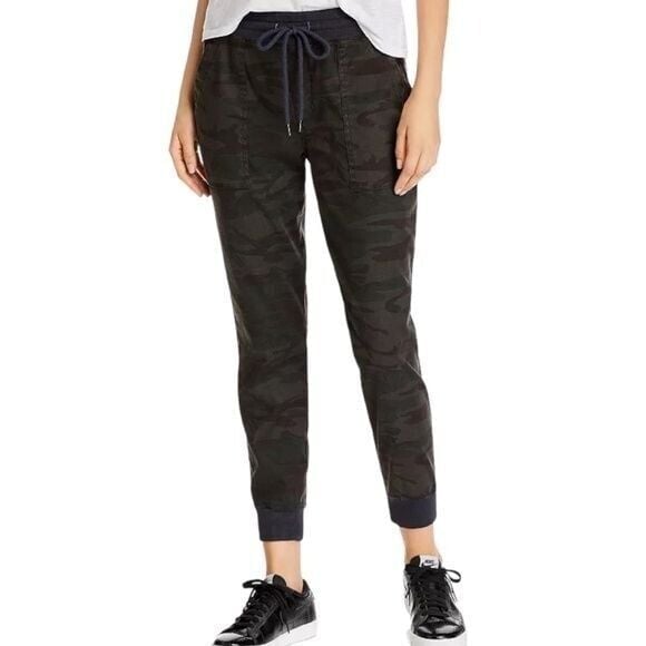 Level 99 Gabrielle Jogger Pants Size Small Camo Linen Tencel Lyocell Mid-Rise
