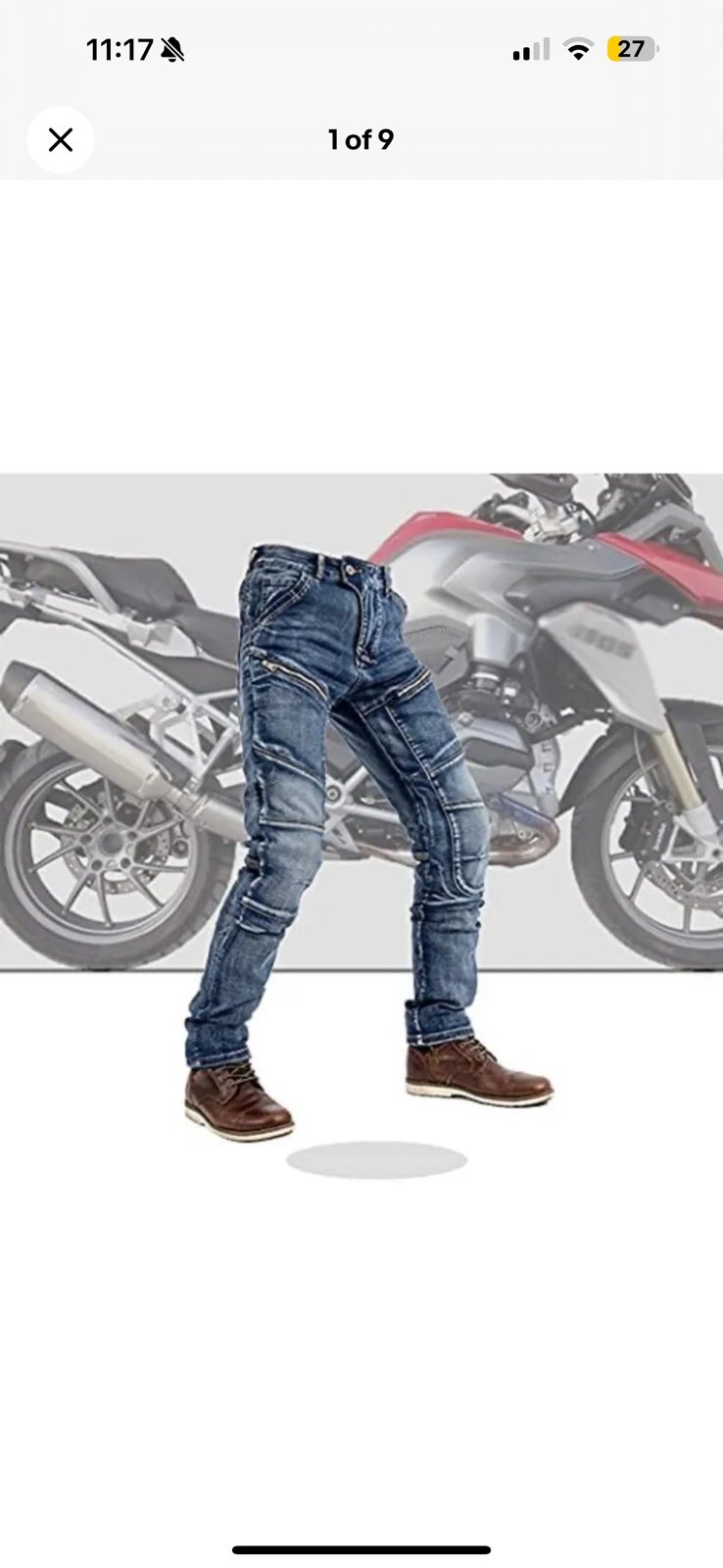 Men's Motorcycle Jeans Distress Motorbike Cycling Riding Pants Denim Trousers