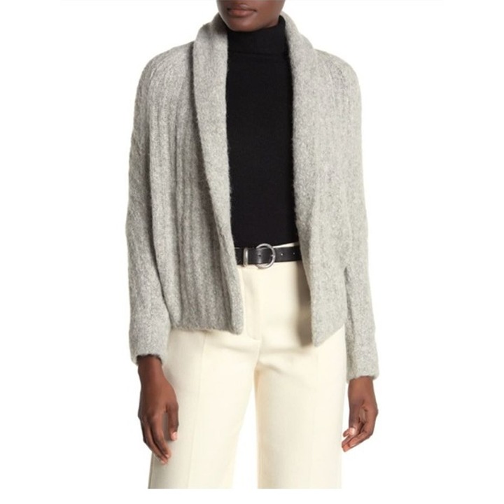 NWT VINCE Textured Alpaca Dolman Shawl Cardigan Grey Size Small