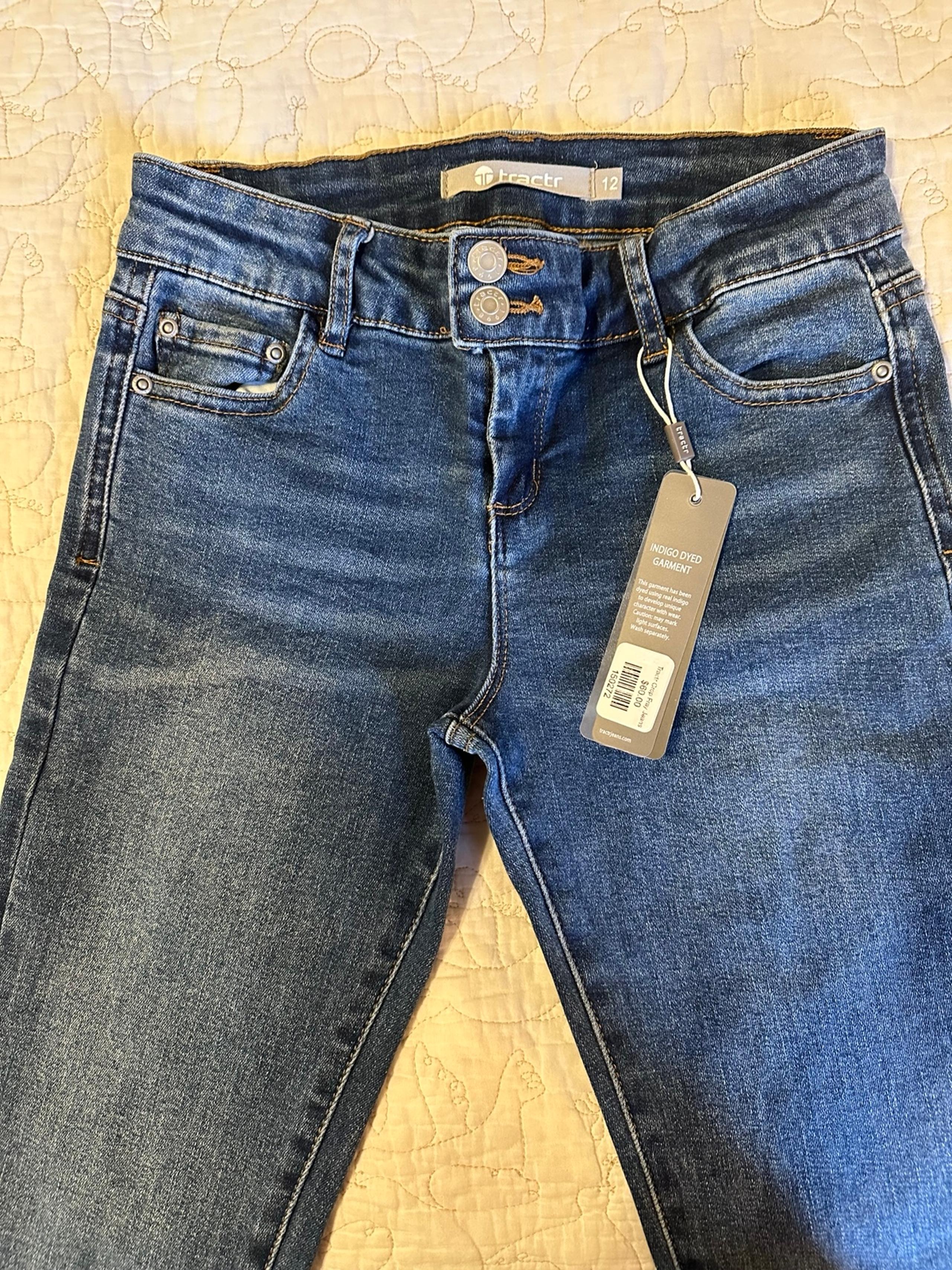 Tractr Jeans size 12 Girls BRAND NEW with tag “Crop Fray Jeans”