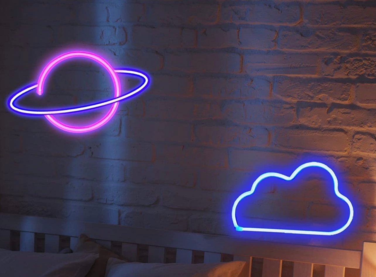 Bright Planet and Cloud LED Light Sign Wall Decoration Bundle