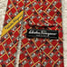 Salvatore Ferragamo 100% Silk Neck Tie Elephants Camels Palm Trees Red Italy