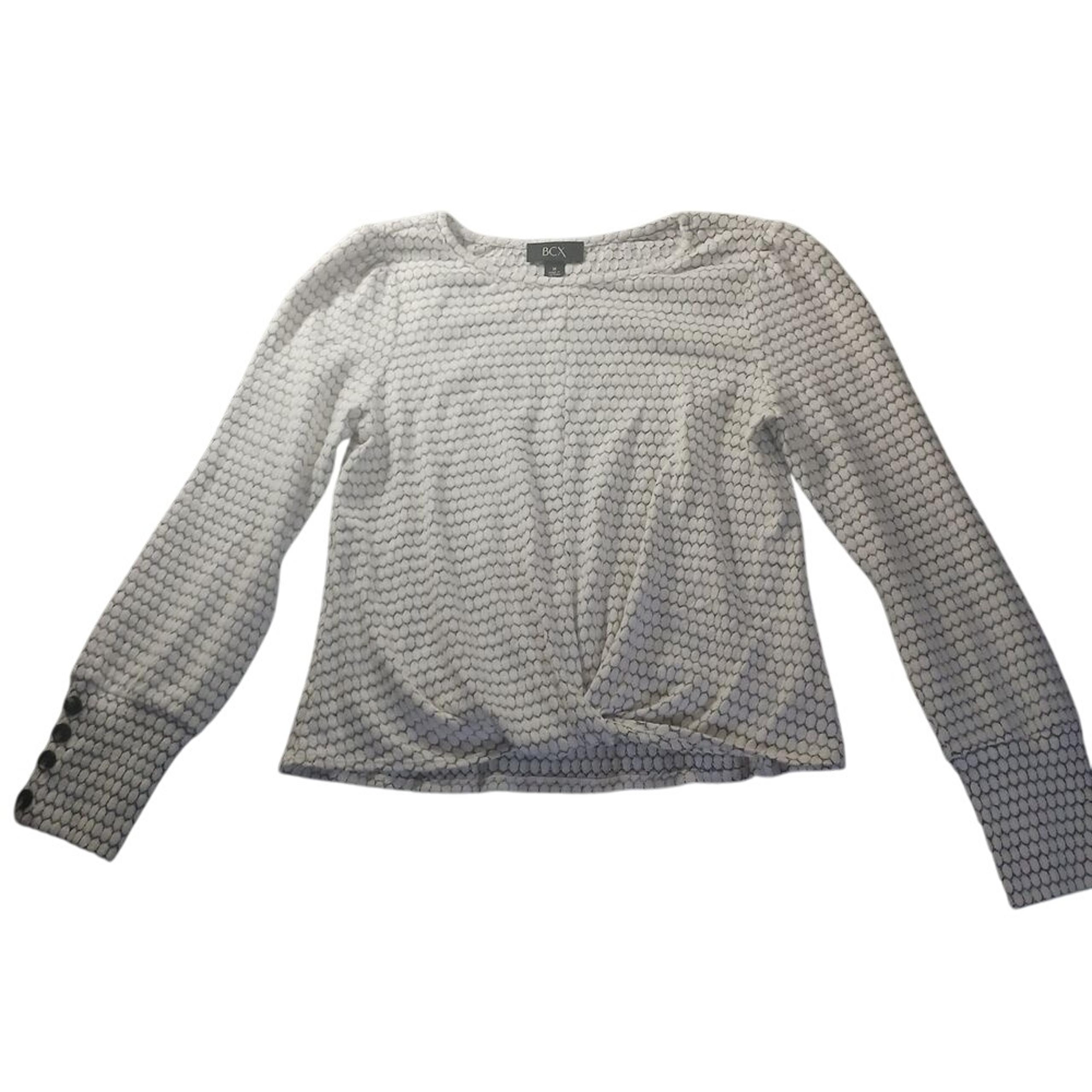 BCX Textured Knit Geometric Sweater Womens M Casual  Ruched Bottom Honeycomb