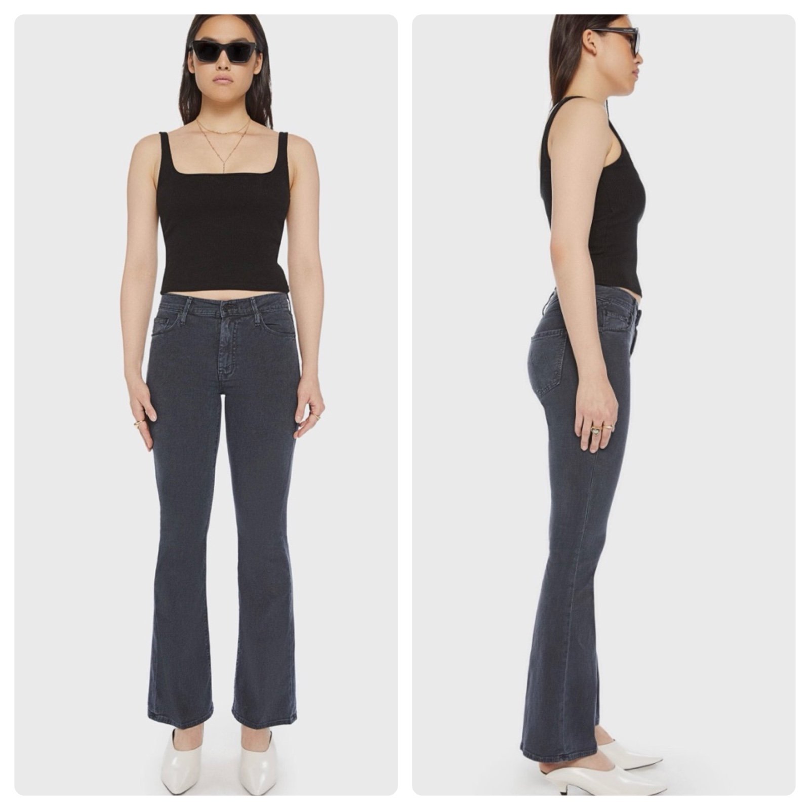 mother the weekender faded black jeans size 25