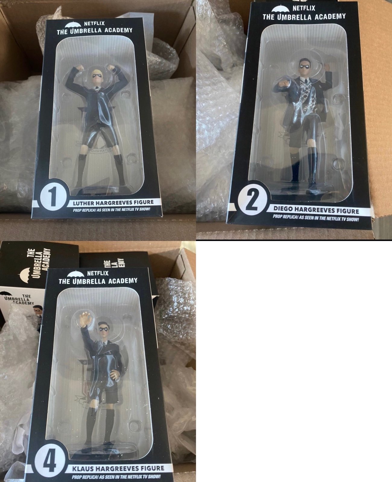 Umbrella academy figure lot x3 Diego Luther Klause NEW import exclusive Netflix