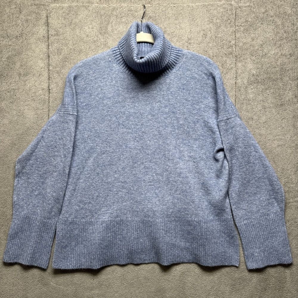 J Crew Sweater Womens XS Blue Wool Alpaca Turtleneck Pullover City Girl Preppy