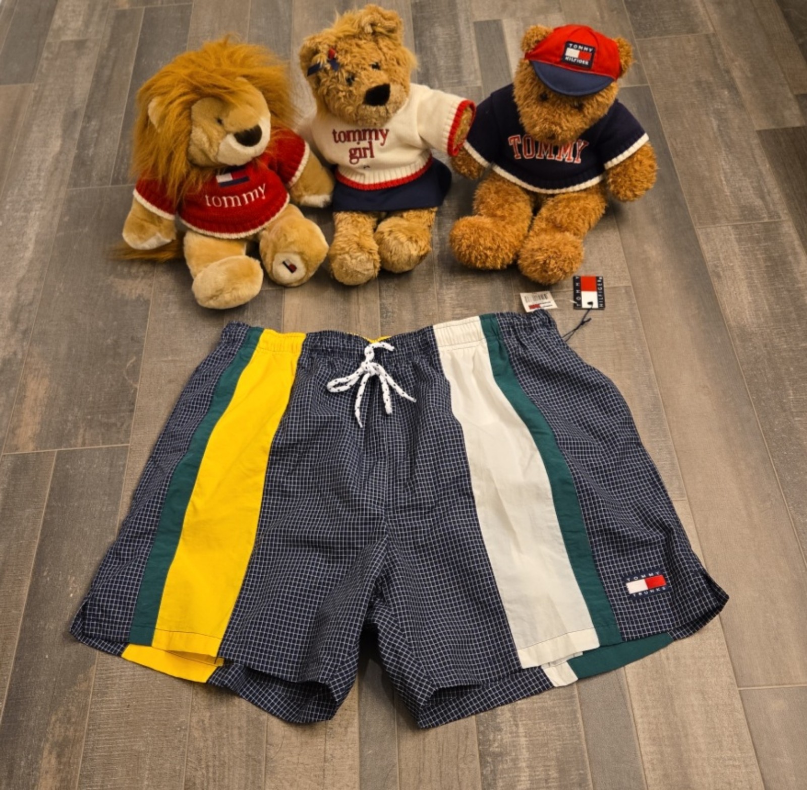 Vintage 1990s Tommy Hilfiger Color Block Swim Trunks NWT