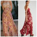 NWT Free People Silky Juliet Jumpsuit 228 SMALL Wine Floral Boho Wide Leg