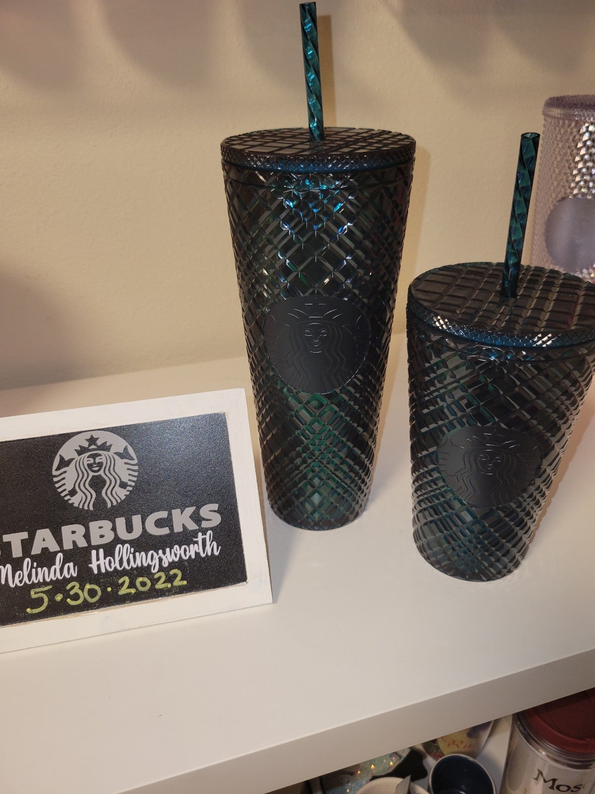 BNWT STARBUCK BLUE GREEN DIAMOND CUT SET