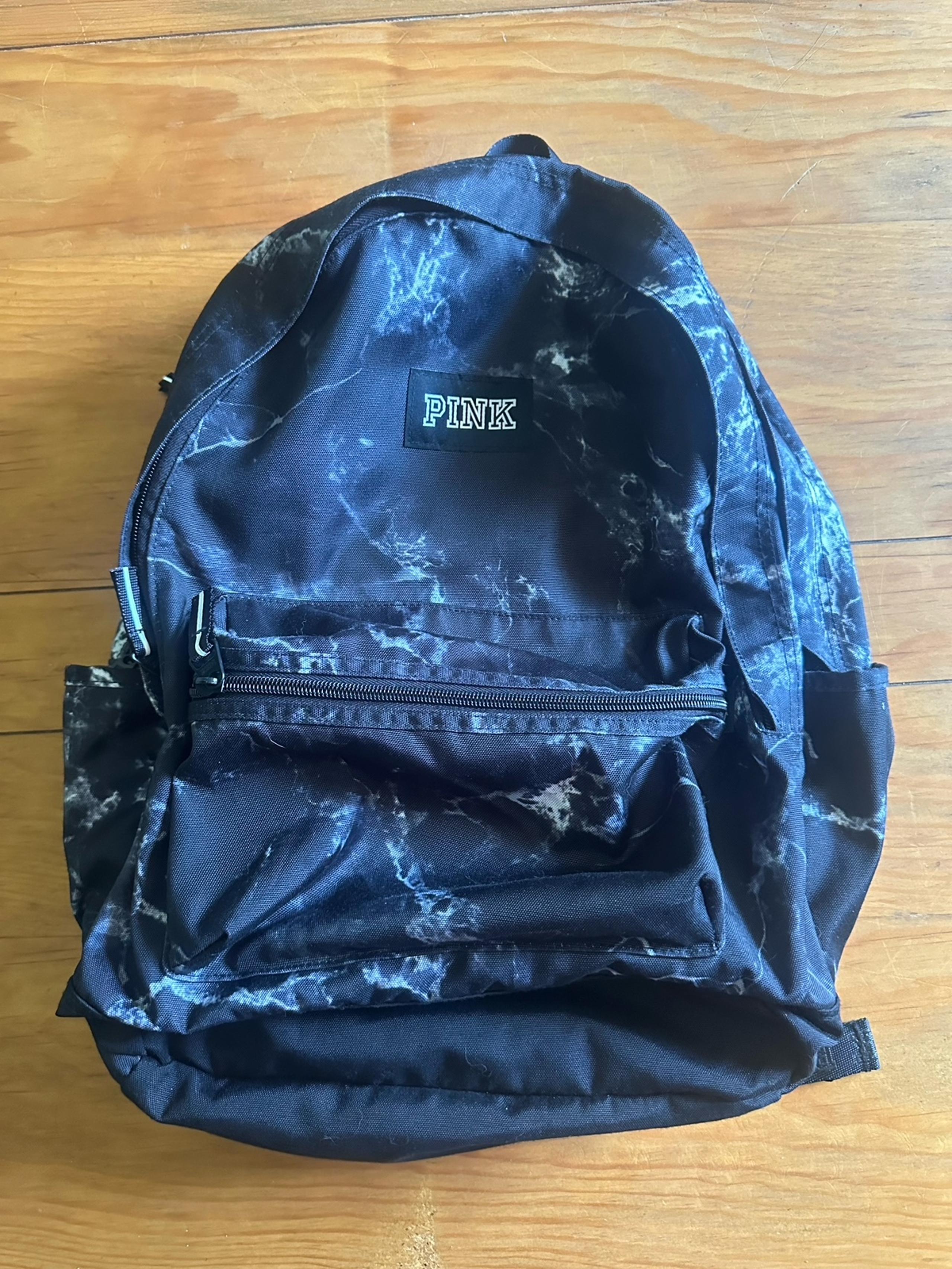 VS PINK Black Marble Print Backpack used
