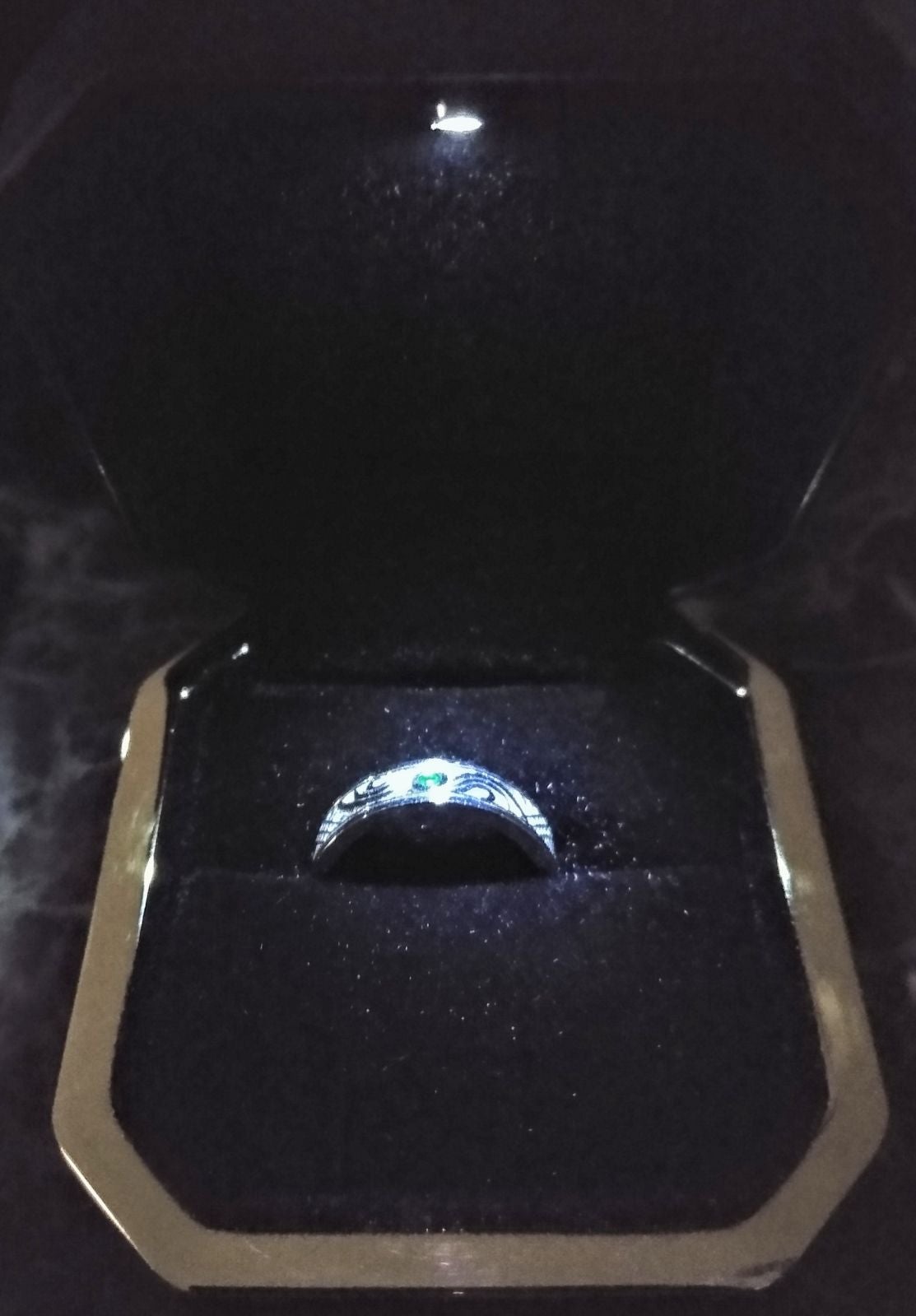 Platinum Wedding Band w Emeralds! Never