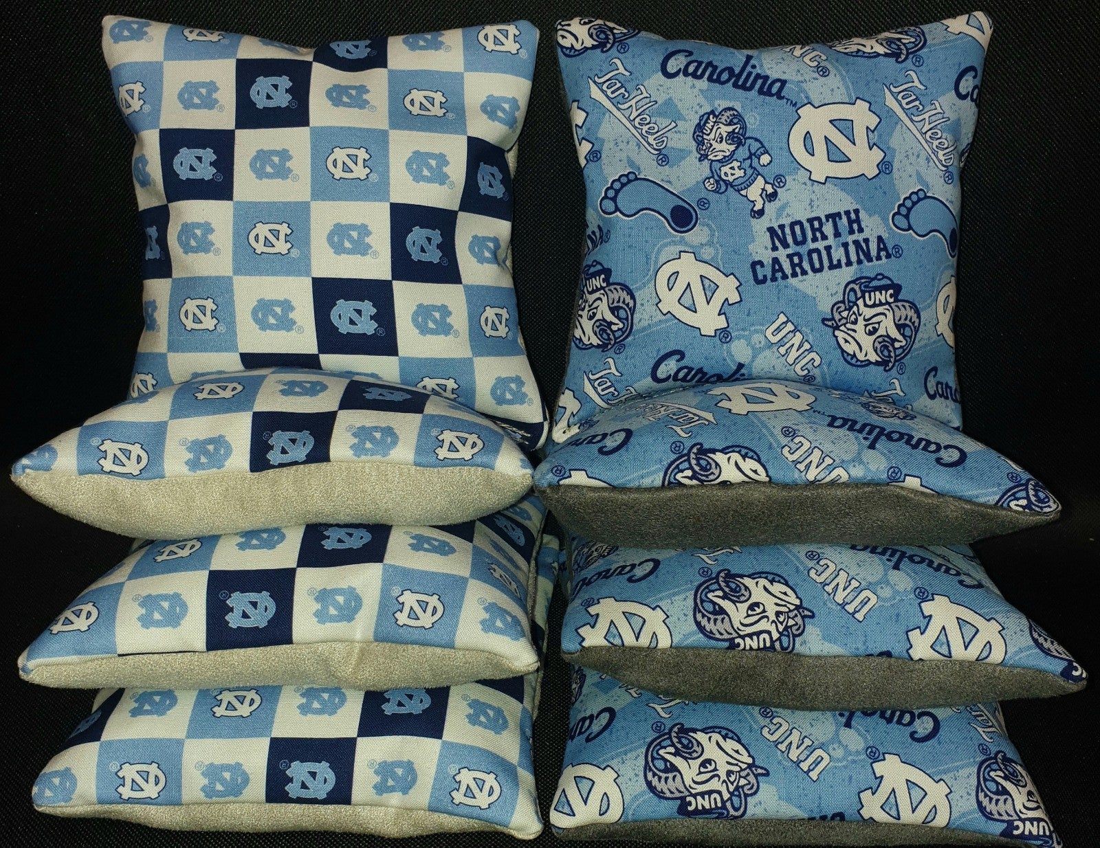 Set Of 8 Pro Style Stick UNC Tarheels Cornhole Bags FREE