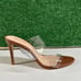 Schutz Ariella Heeled Sandals Stiletto Brown Leather Clear Straps Womens 9 B