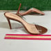 Schutz Ariella Heeled Sandals Stiletto Brown Leather Clear Straps Womens 9 B