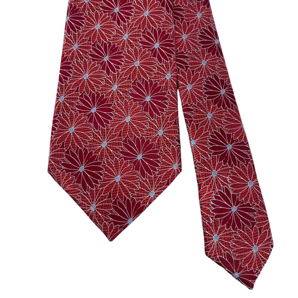 Ermenegildo Zegna Men's Contemporary Tie Red Floral Silk 3.5 (W) x 60 (L) euc
