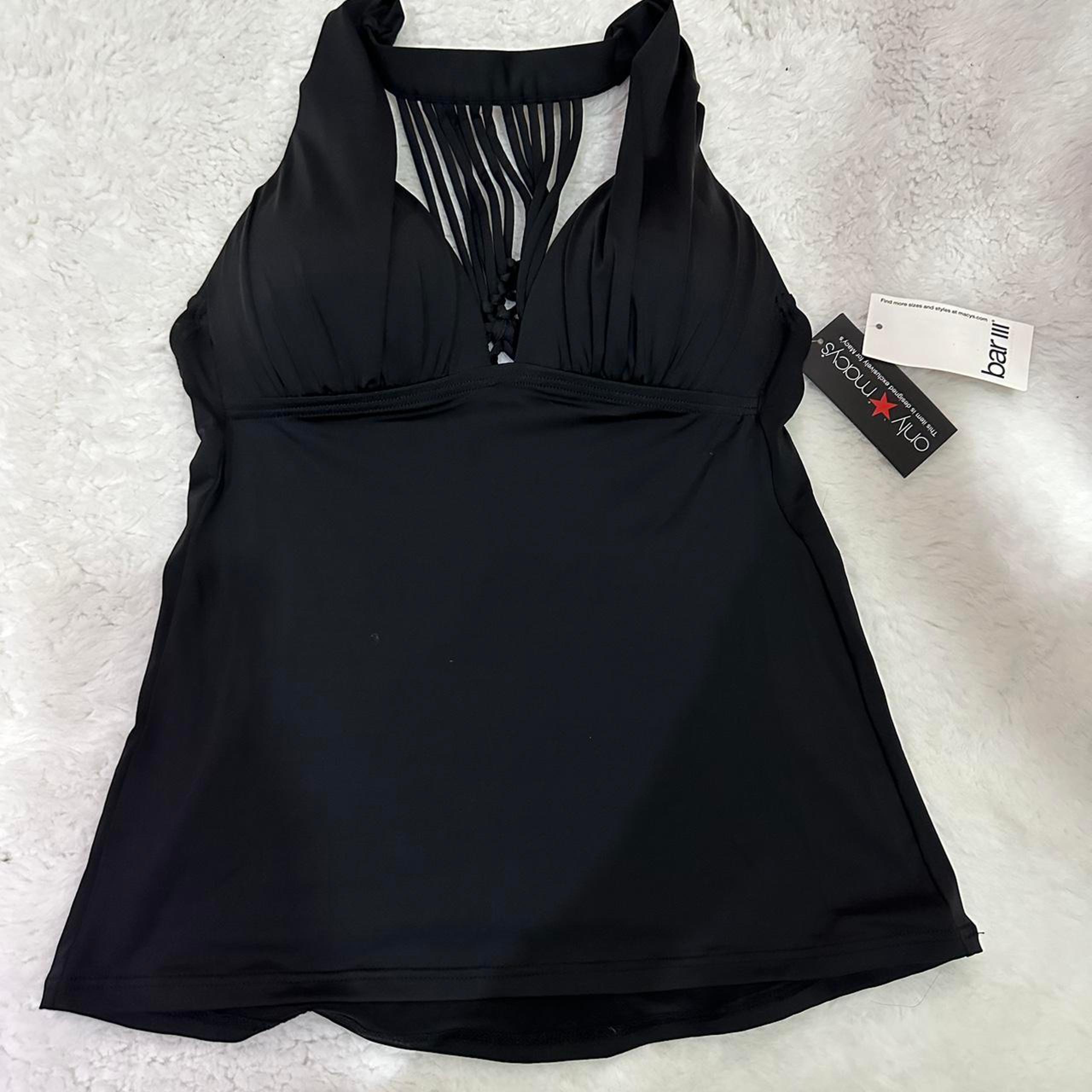 Macy Bar III Black Bikini Tankini Cross Back Cupped Swimsuit