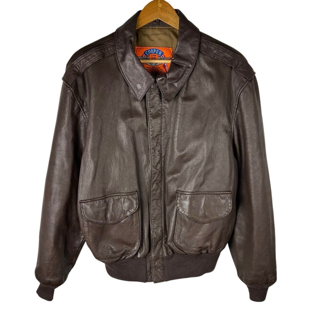 Vintage Cooper Type A-2 AF Mens 46R Jacket Bomber Flight Goatskin Leather USA