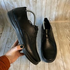 Aetrex Dale Classic Black Leather Men's Size 12m Lace Up Slip Resistant Shoes