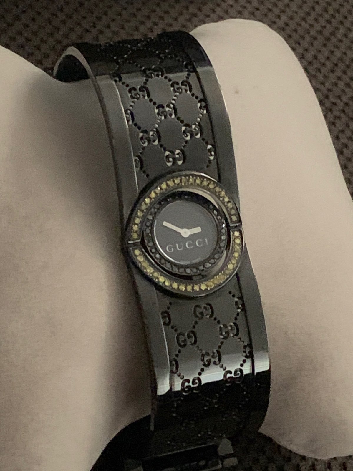Custom Diamond Gucci black twirl watch