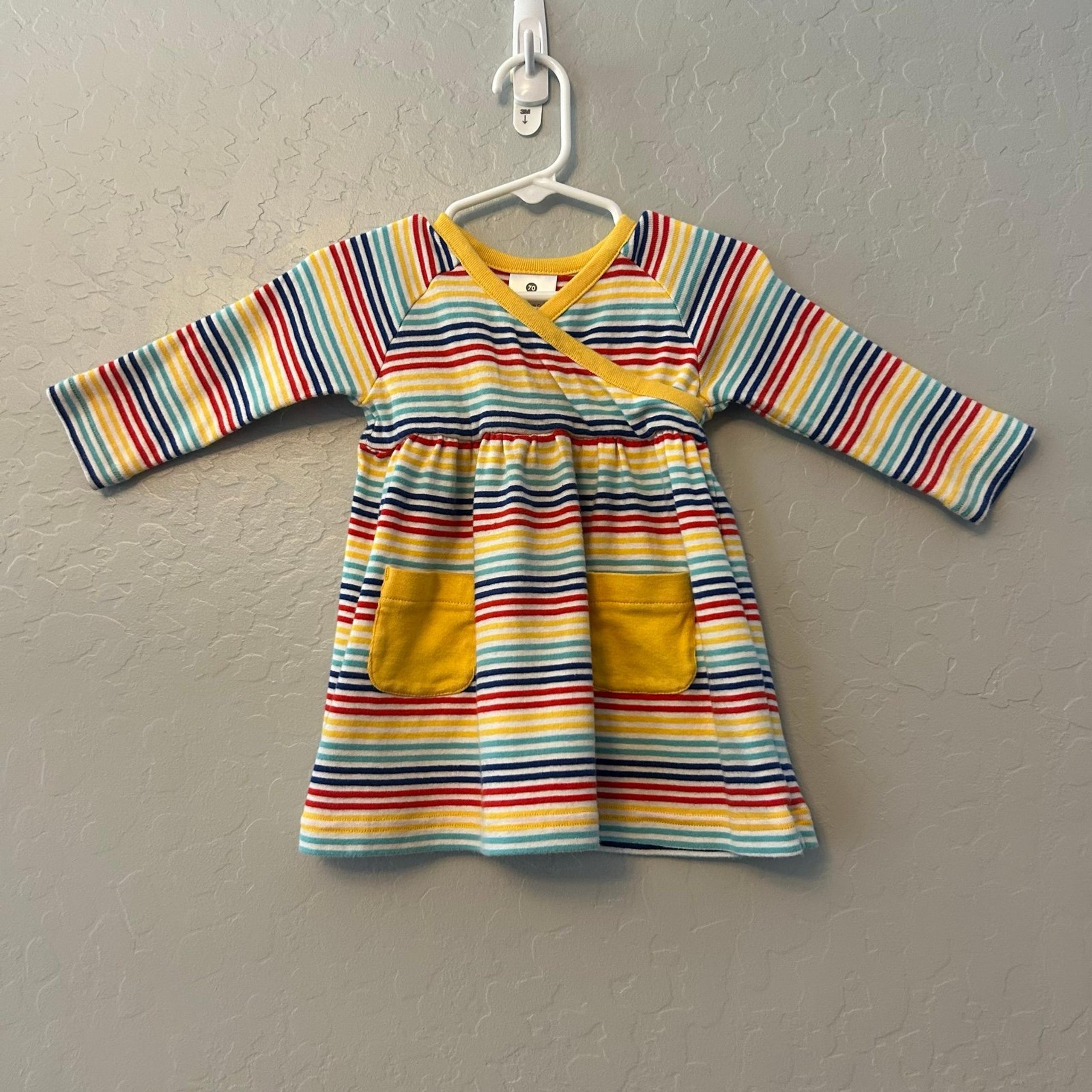 Hanna Andersson rainbow multi basics pocket front dress size 70 6-12 months