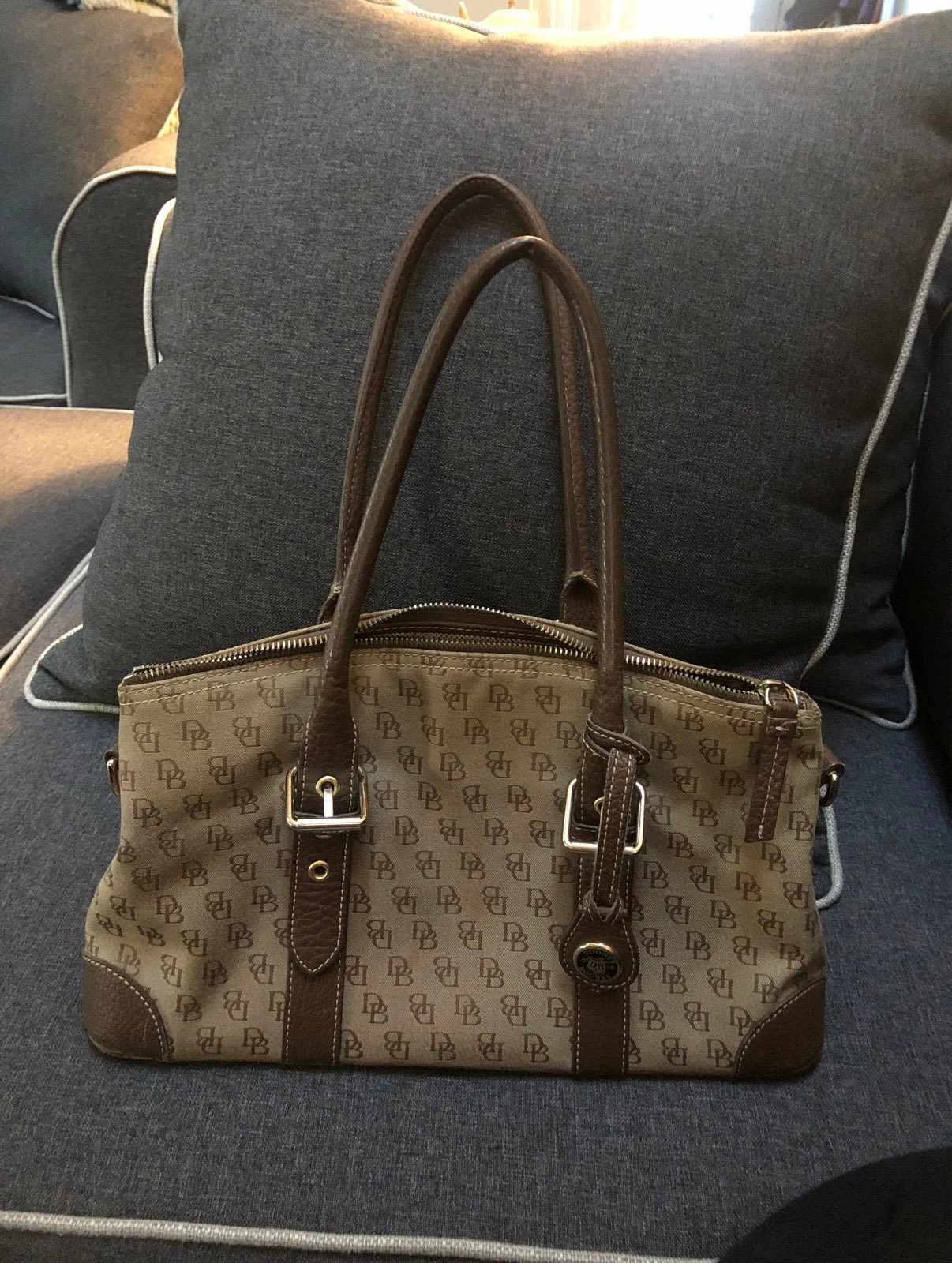 Dooney & Bourke Brown/Tan Cloth Satchel