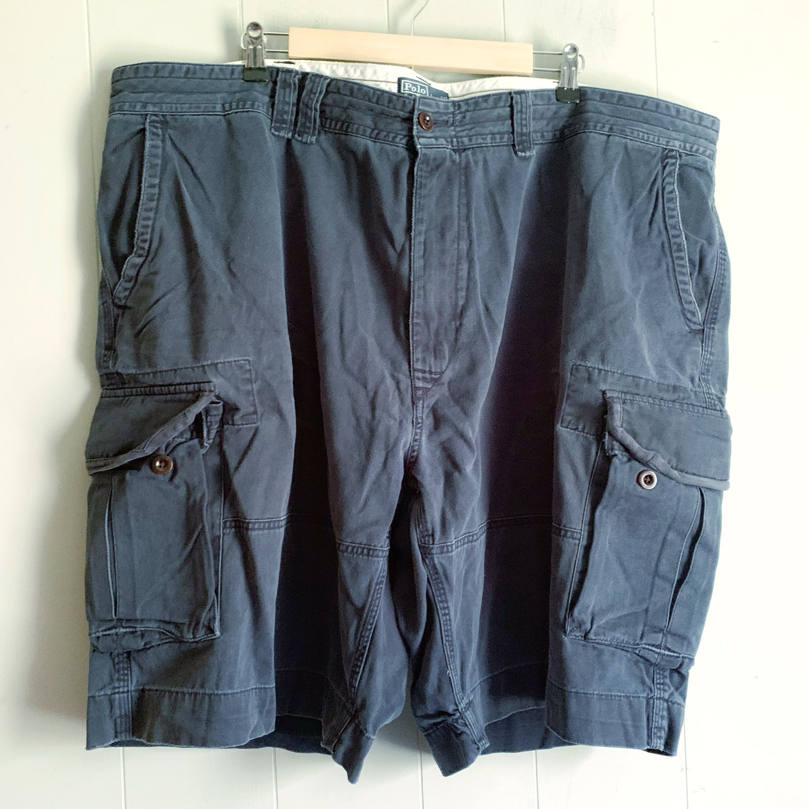 POLO RALPH LAUREN Vintage Navy Cargo Shorts Size 48 Aviator Navy Rugged