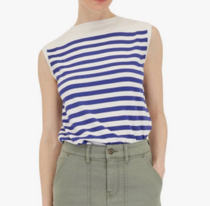 Lafayette 148 New York Lapis & white stripe tank