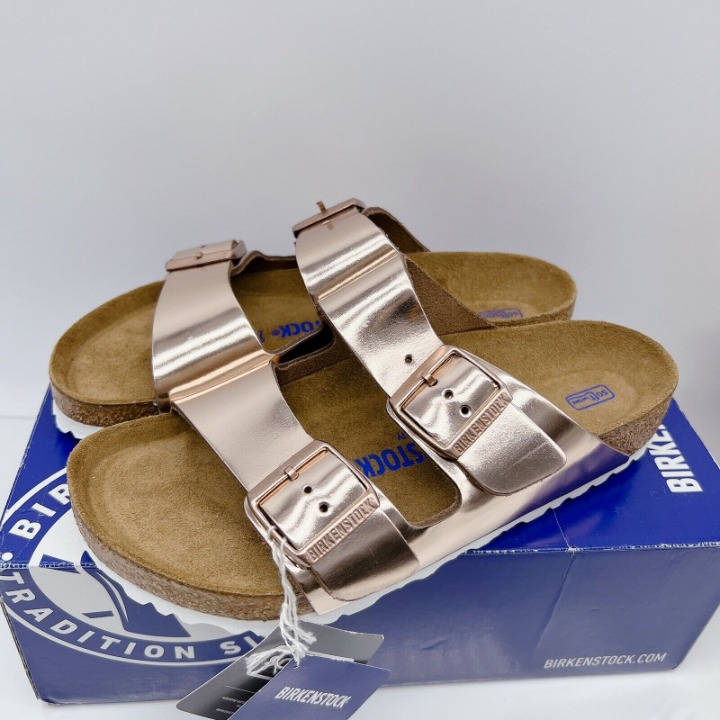 Birkenstock Arizona Soft Footbed Sandal Metallic Copper Leather EU 38 US 7-7.5 R