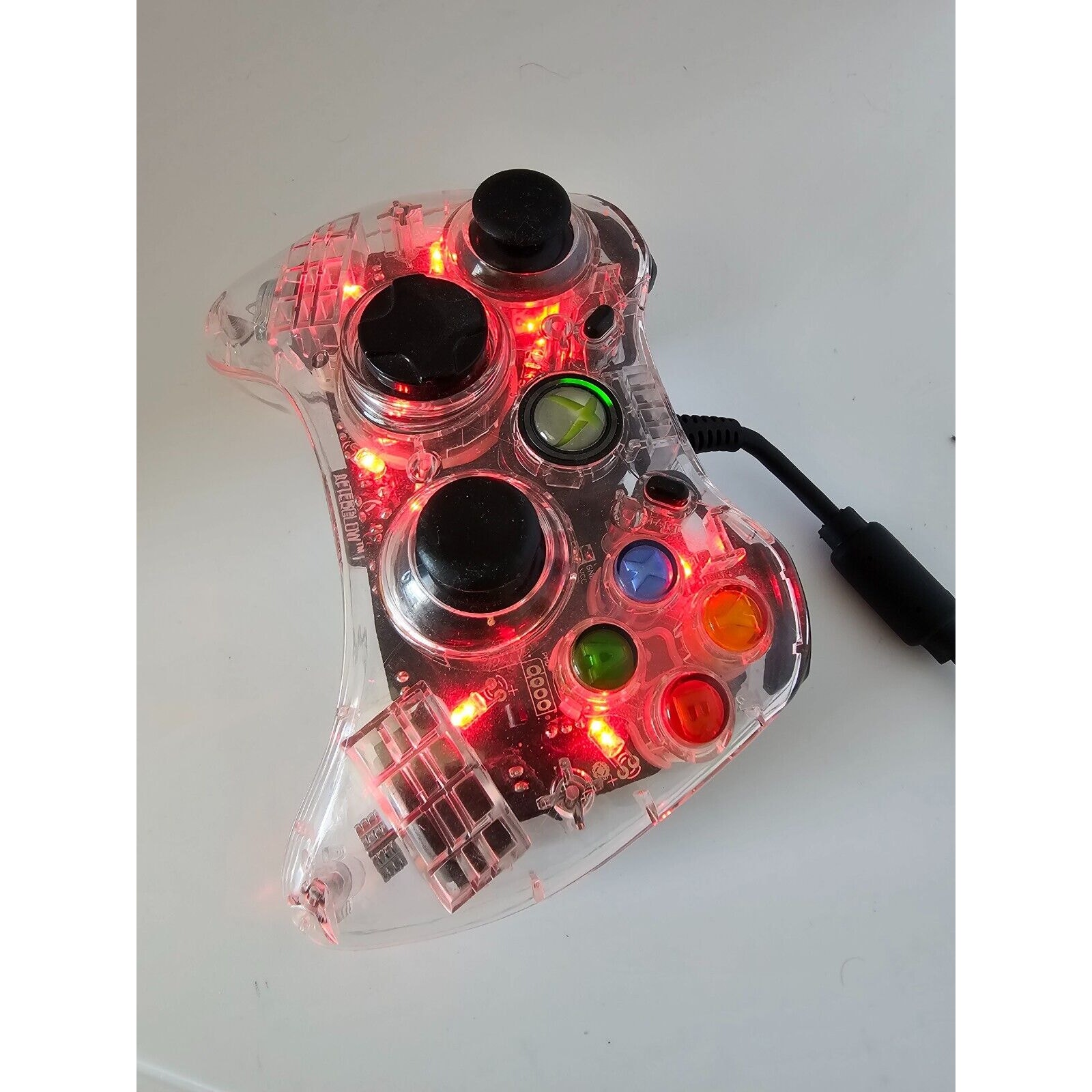 Microsoft Xbox 360 Clear PDP Afterglow Wired Controller Model PL-3702 Tested - detail