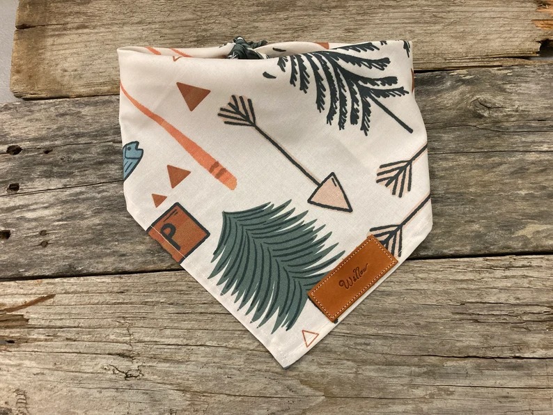 Personalized Dog Bandana, Camping Wilderness, Over The Collar Tie On, For Dog Ca